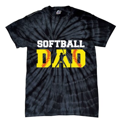 Dad Softball Apparel Yellow Softball Dad Tie-Dye T-Shirt