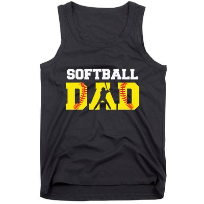 Dad Softball Apparel Yellow Softball Dad Tank Top