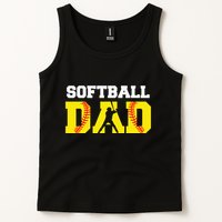 Dad Softball Apparel Yellow Softball Dad Tank Top