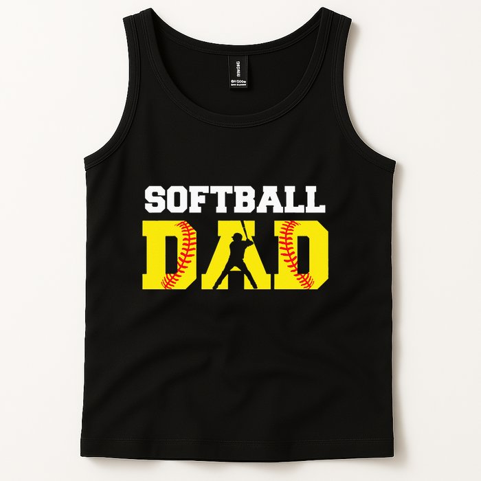 Dad Softball Apparel Yellow Softball Dad Tank Top