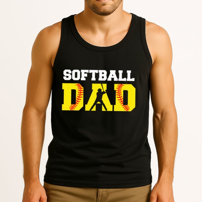 Dad Softball Apparel Yellow Softball Dad Tank Top
