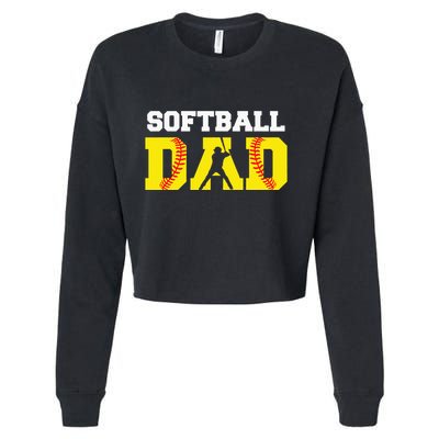 Dad Softball Apparel Yellow Softball Dad Cropped Pullover Crew