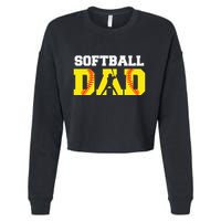Dad Softball Apparel Yellow Softball Dad Cropped Pullover Crew