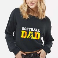Dad Softball Apparel Yellow Softball Dad Cropped Pullover Crew