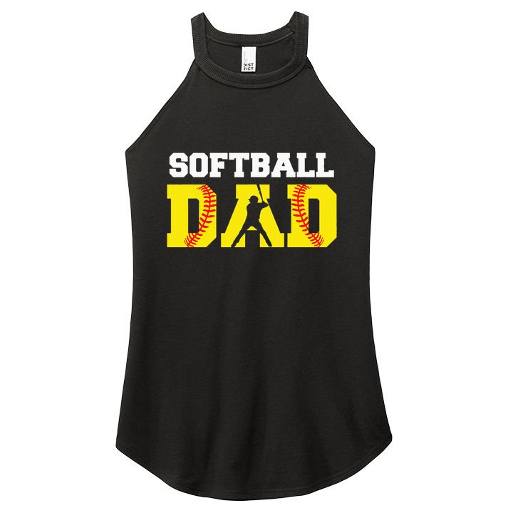 Dad Softball Apparel Yellow Softball Dad Women's Perfect Tri Rocker Tank