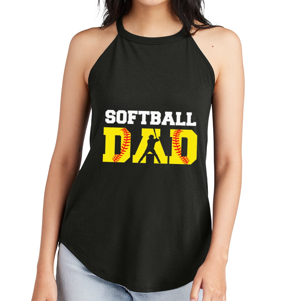 Dad Softball Apparel Yellow Softball Dad Women's Perfect Tri Rocker Tank