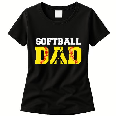 Dad Softball Apparel Yellow Softball Dad Womens T-Shirt