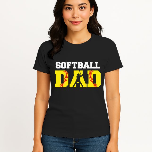 Dad Softball Apparel Yellow Softball Dad Womens T-Shirt