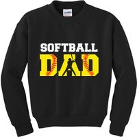 Dad Softball Apparel Yellow Softball Dad Kids Sweatshirt