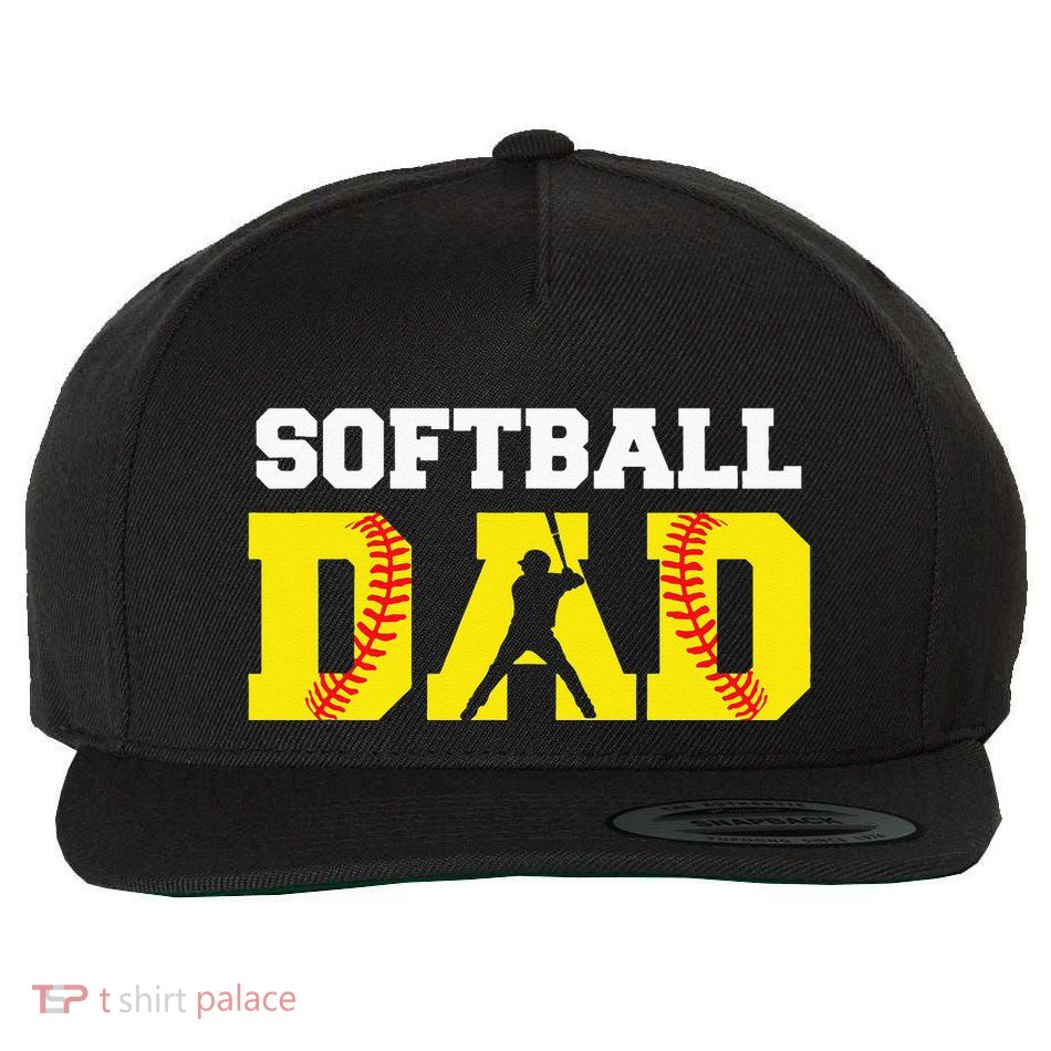 Dad Softball Apparel Yellow Softball Dad Wool Snapback Cap