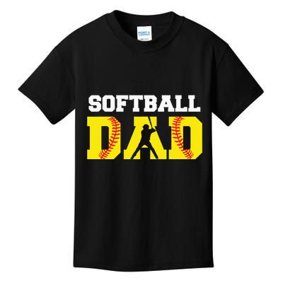 Dad Softball Apparel Yellow Softball Dad Kids T-Shirt