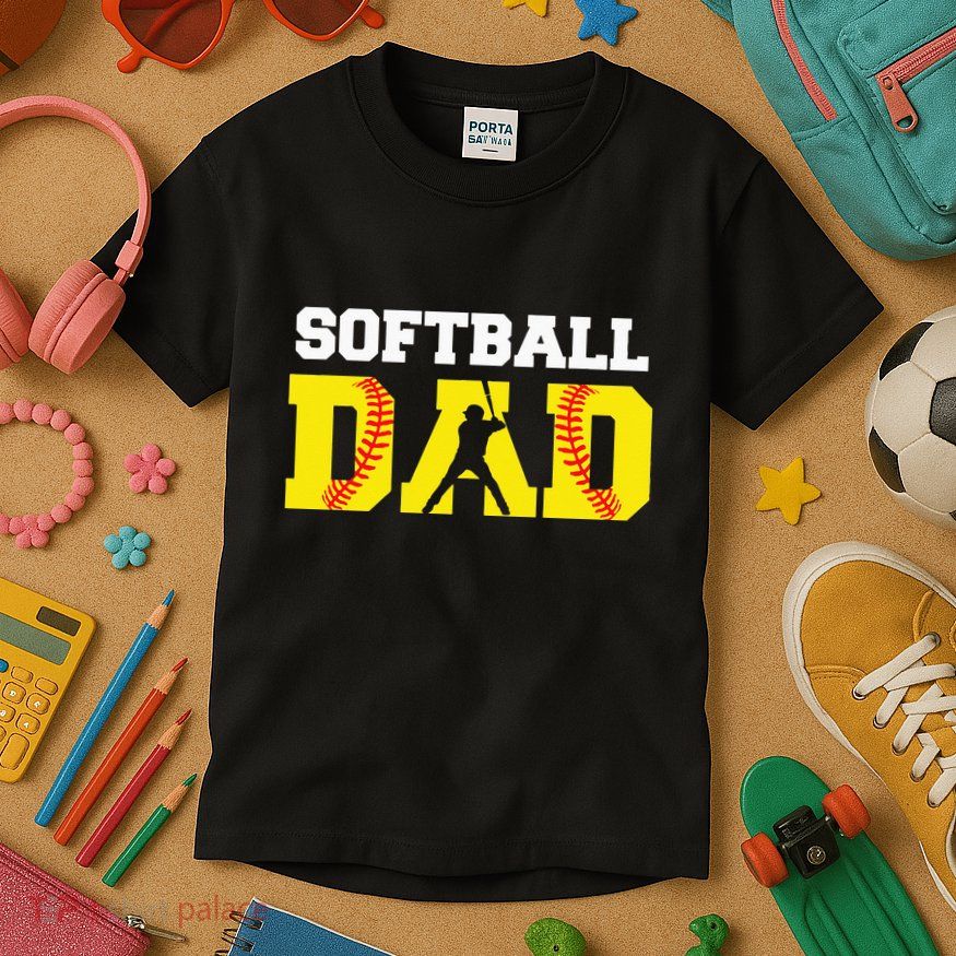 Dad Softball Apparel Yellow Softball Dad Kids T-Shirt