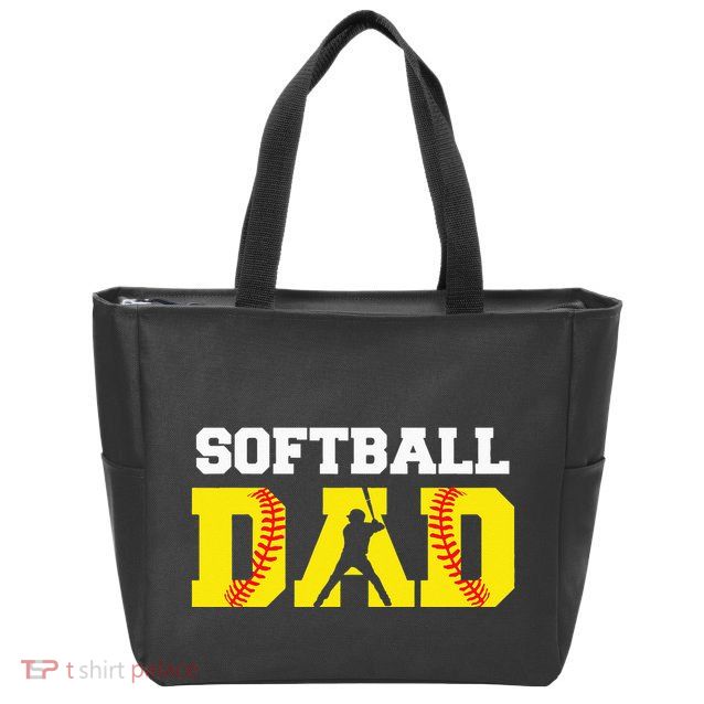 Dad Softball Apparel Yellow Softball Dad Zip Tote Bag