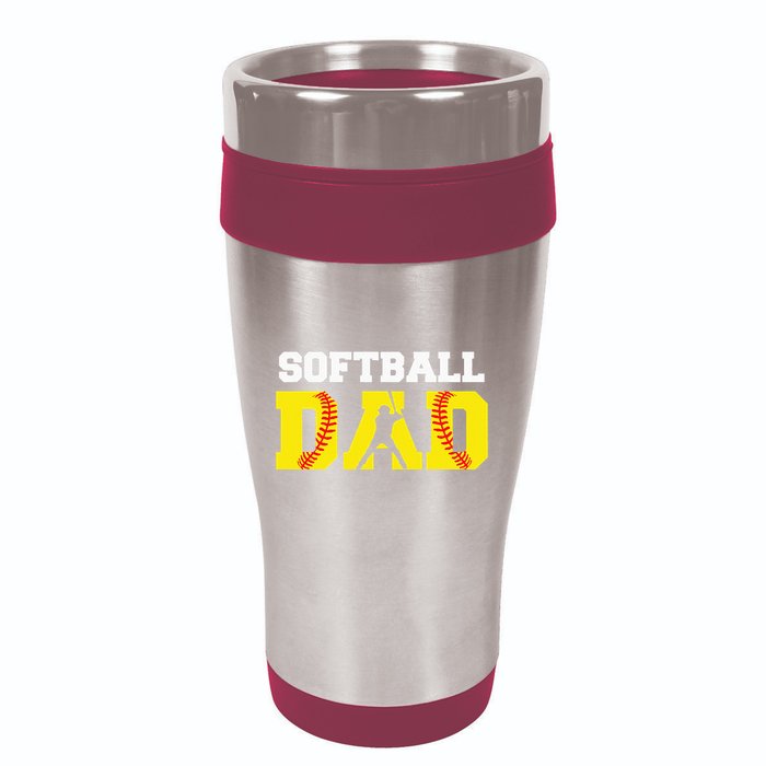 Dad Softball Apparel Yellow Softball Dad 16oz Travel Tumbler