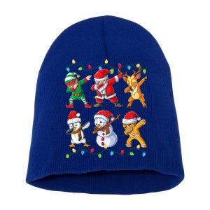 Dabbing Santa And Friends Gift Cute Christmas Santa Dabbing Funny Gift Short Acrylic Beanie