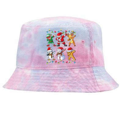 Dabbing Santa And Friends Gift Cute Christmas Santa Dabbing Funny Gift Tie-Dyed Bucket Hat