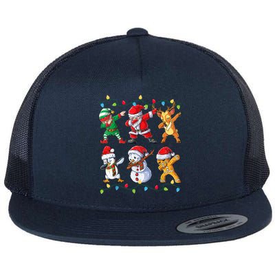 Dabbing Santa And Friends Gift Cute Christmas Santa Dabbing Funny Gift Flat Bill Trucker Hat