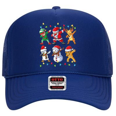 Dabbing Santa And Friends Gift Cute Christmas Santa Dabbing Funny Gift High Crown Mesh Back Trucker Hat