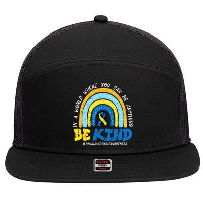 Down Syndrome Awareness Be Kind Rainbow T21 7 Panel Mesh Trucker Snapback Hat