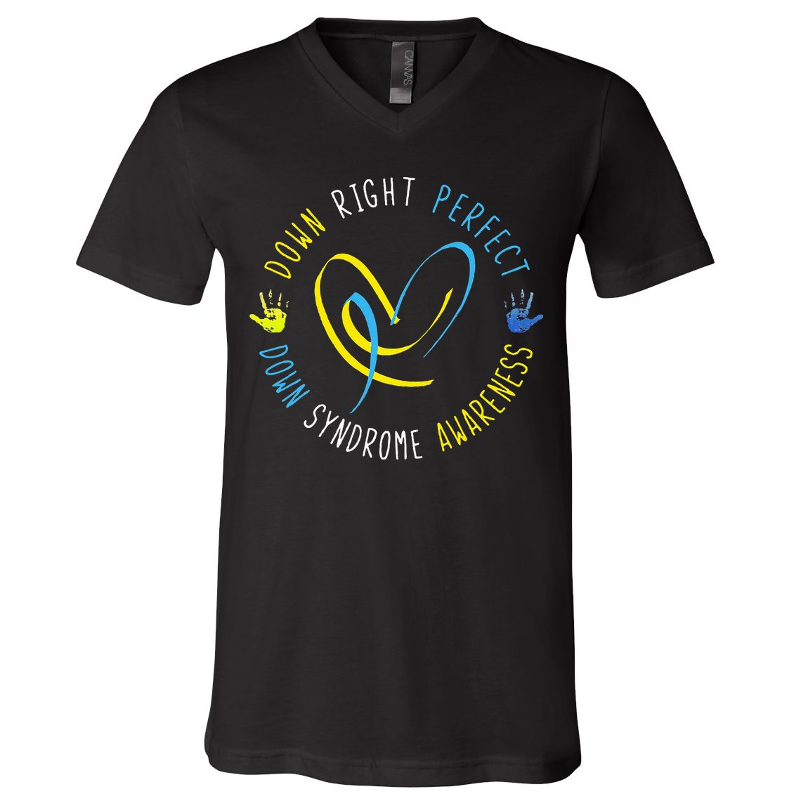 Down Syndrome Awareness Day 21 March Down Right Perfect V-Neck T-Shirt