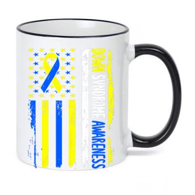 Down Syndrome Awareness American Flag T21 Down Syndrome 11oz Black Color Changing Mug