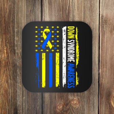 Down Syndrome Awareness American Flag T21 Down Syndrome Coaster