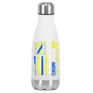 Down Syndrome Awareness American Flag T21 Down Syndrome Stainless Steel Insulated Water Bottle