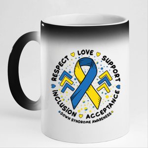 Down Syndrome Awareness Respect Love Support Inclusion Acceptance 11oz Black Color Changing Mug