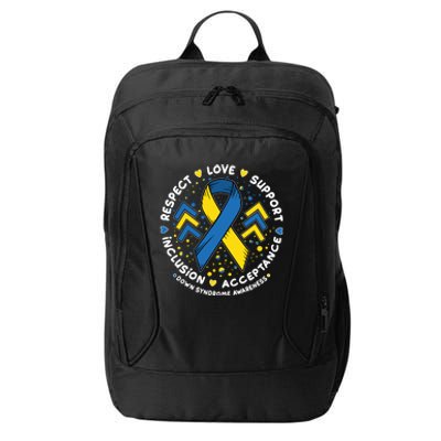 Down Syndrome Awareness Respect Love Support Inclusion Acceptance City Backpack