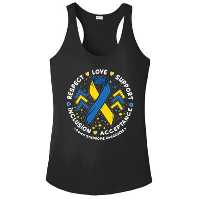 Down Syndrome Awareness Respect Love Support Inclusion Acceptance Ladies PosiCharge Competitor Racerback Tank