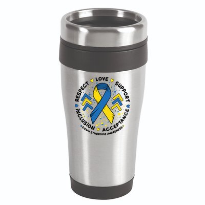 Down Syndrome Awareness Respect Love Support Inclusion Acceptance 16oz Travel Tumbler