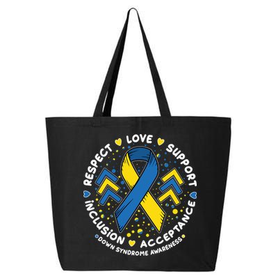 Down Syndrome Awareness Respect Love Support Inclusion Acceptance 25L Jumbo Tote