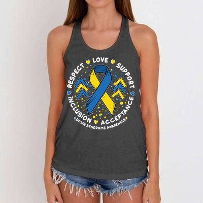 Down Syndrome Awareness Respect Love Support Inclusion Acceptance Women's Knotted Racerback Tank