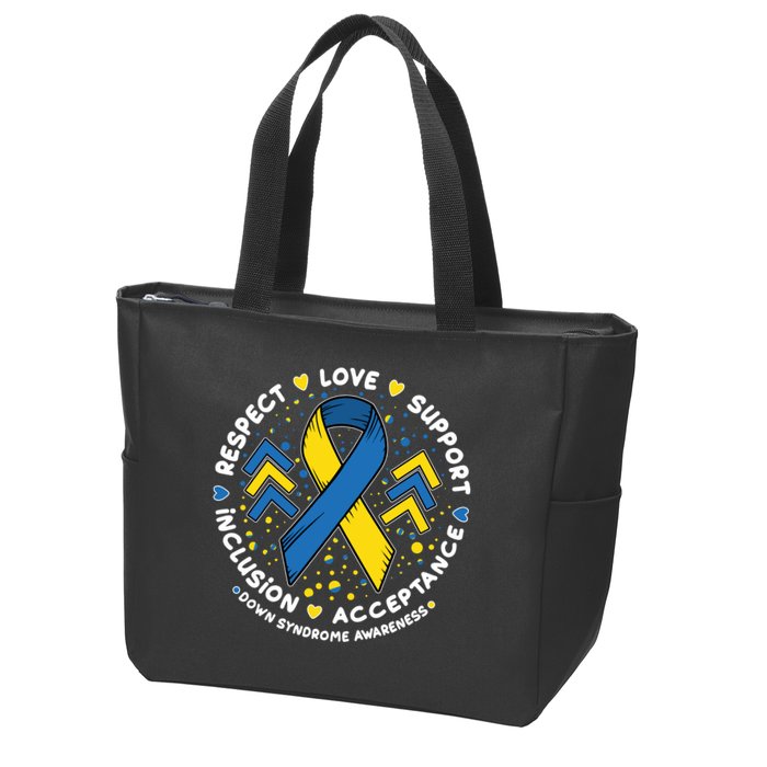 Down Syndrome Awareness Respect Love Support Inclusion Acceptance Zip Tote Bag