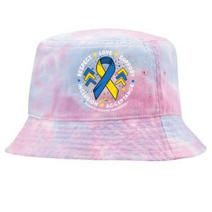 Down Syndrome Awareness Respect Love Support Inclusion Acceptance Tie-Dyed Bucket Hat