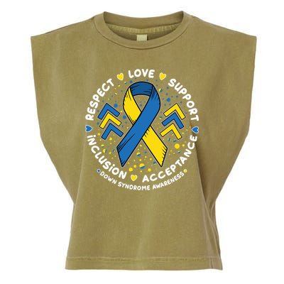 Down Syndrome Awareness Respect Love Support Inclusion Acceptance Garment-Dyed Women's Muscle Tee