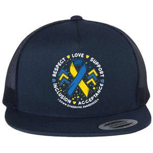 Down Syndrome Awareness Respect Love Support Inclusion Acceptance Flat Bill Trucker Hat