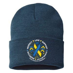 Down Syndrome Awareness Respect Love Support Inclusion Acceptance Sustainable Knit Beanie