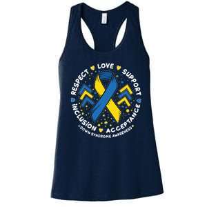 Down Syndrome Awareness Respect Love Support Inclusion Acceptance Women's Racerback Tank