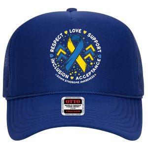 Down Syndrome Awareness Respect Love Support Inclusion Acceptance High Crown Mesh Back Trucker Hat