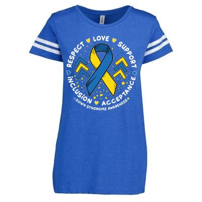 Down Syndrome Awareness Respect Love Support Inclusion Acceptance Enza Ladies Jersey Football T-Shirt