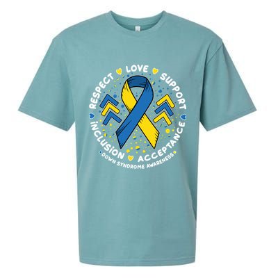 Down Syndrome Awareness Respect Love Support Inclusion Acceptance Sueded Cloud Jersey T-Shirt