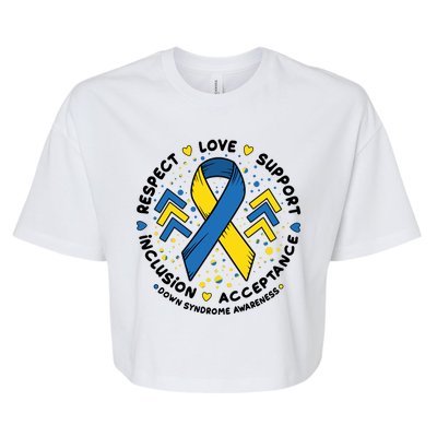 Down Syndrome Awareness Respect Love Support Inclusion Acceptance Bella+Canvas Jersey Crop Tee