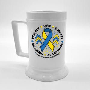 Down Syndrome Awareness Respect Love Support Inclusion Acceptance Beer Stein