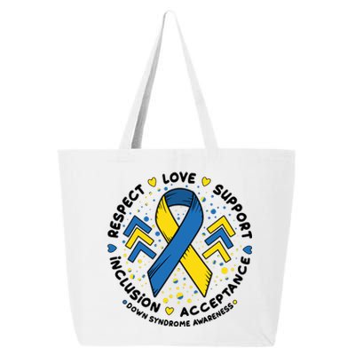 Down Syndrome Awareness Respect Love Support Inclusion Acceptance 25L Jumbo Tote