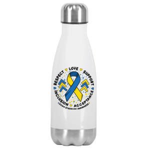 Down Syndrome Awareness Respect Love Support Inclusion Acceptance Stainless Steel Insulated Water Bottle