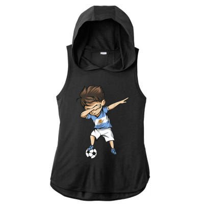 Dabbing Soccer Argentina Jersey Shirt - Argentinian Football Ladies PosiCharge Tri-Blend Wicking Draft Hoodie Tank