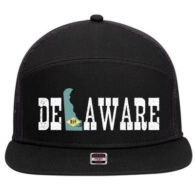 Delaware State And Delaware Flag With Pride For Delaware 7 Panel Mesh Trucker Snapback Hat