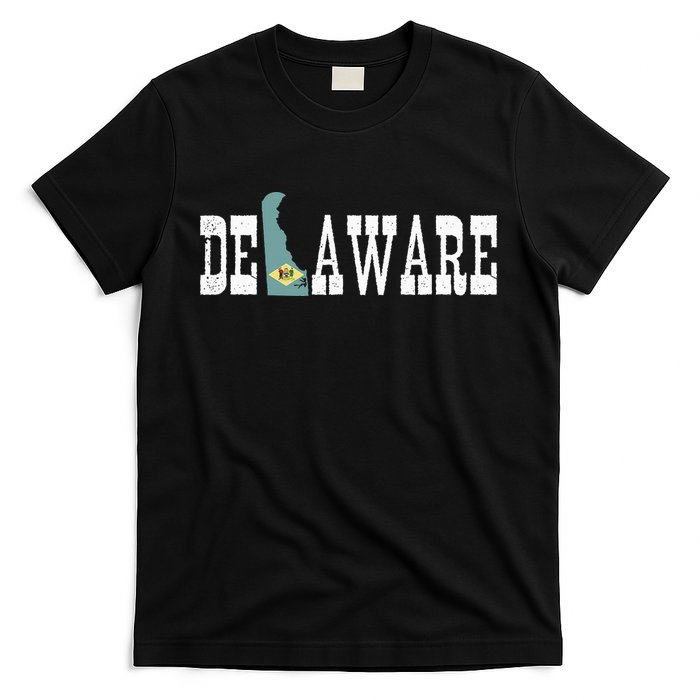 Delaware State And Delaware Flag With Pride For Delaware T-Shirt