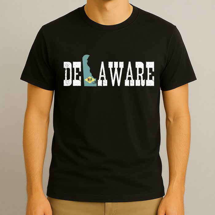 Delaware State And Delaware Flag With Pride For Delaware T-Shirt